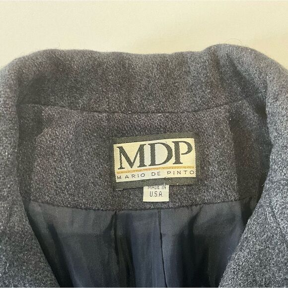 Mario De Pinto MDP Vintage Dark Gray Wool Blend Double Breasted Pea Coat Size L - Picture 4 of 16